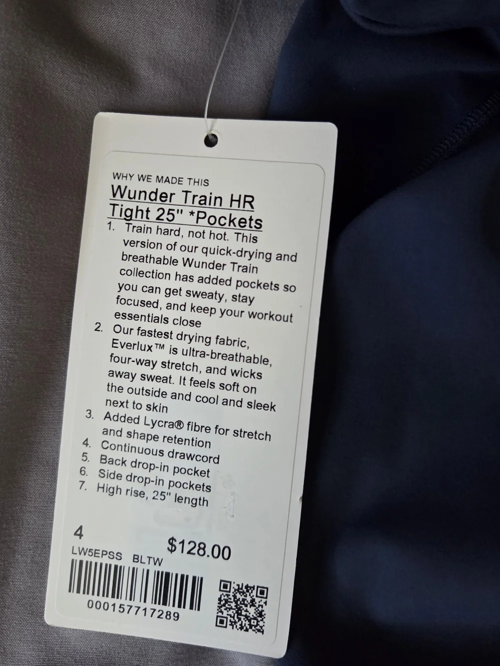 NWT Lululemon Wunder Train HR Tight 25" Pockets - Blue Twill (4) - Picture 2 of 4